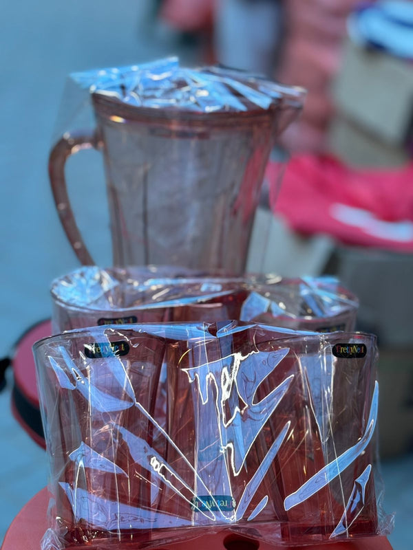 Plastic Jug with 6pcs glass 6in1